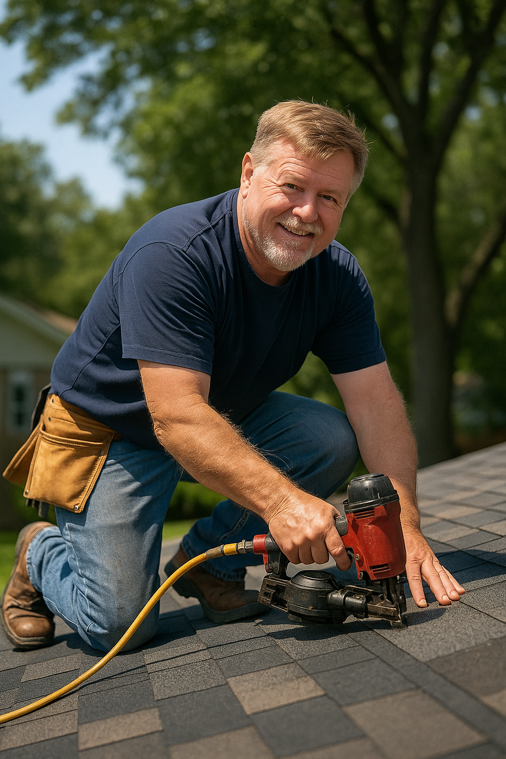 Mark Ridley working on a roof