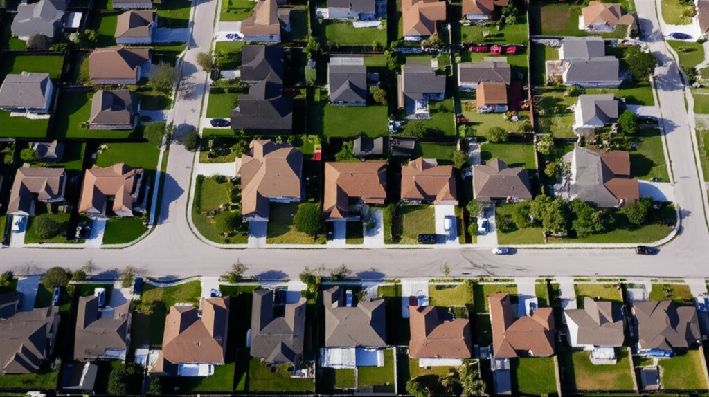 Aerial view of Texas rooftops